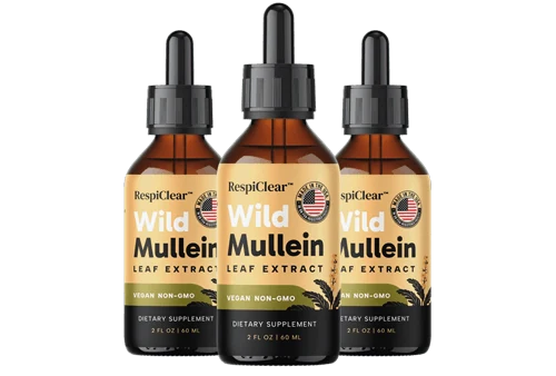3 bottles of RespiClear Wild Mullein Leaf Extract, 90 day supply